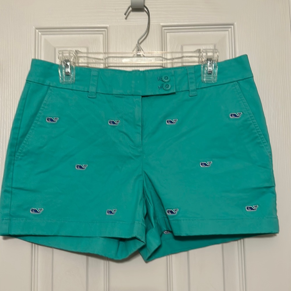 Vineyard Vines Shorts size 6 Teal with Blue Whales
